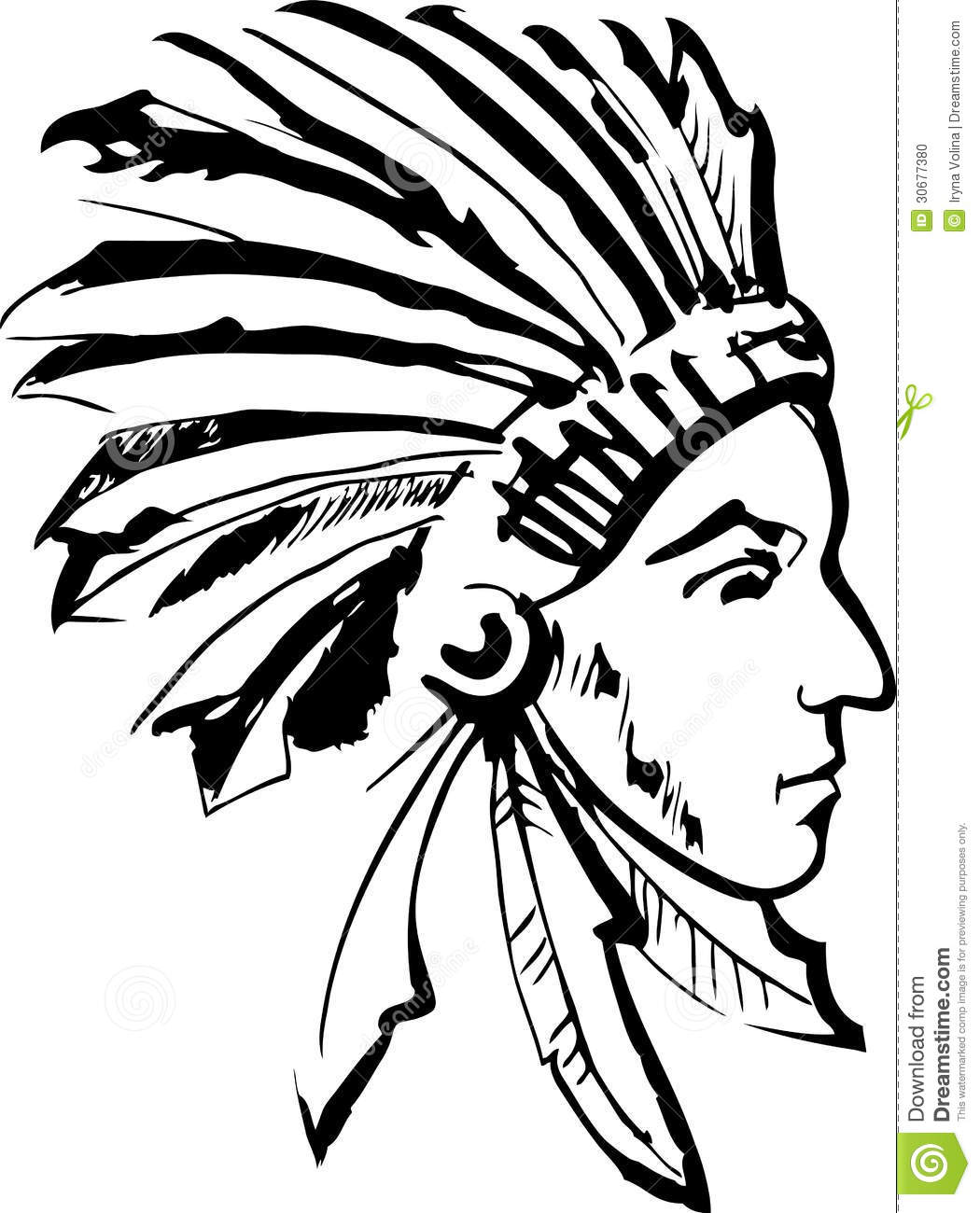Native American Indian Chief  Black And White