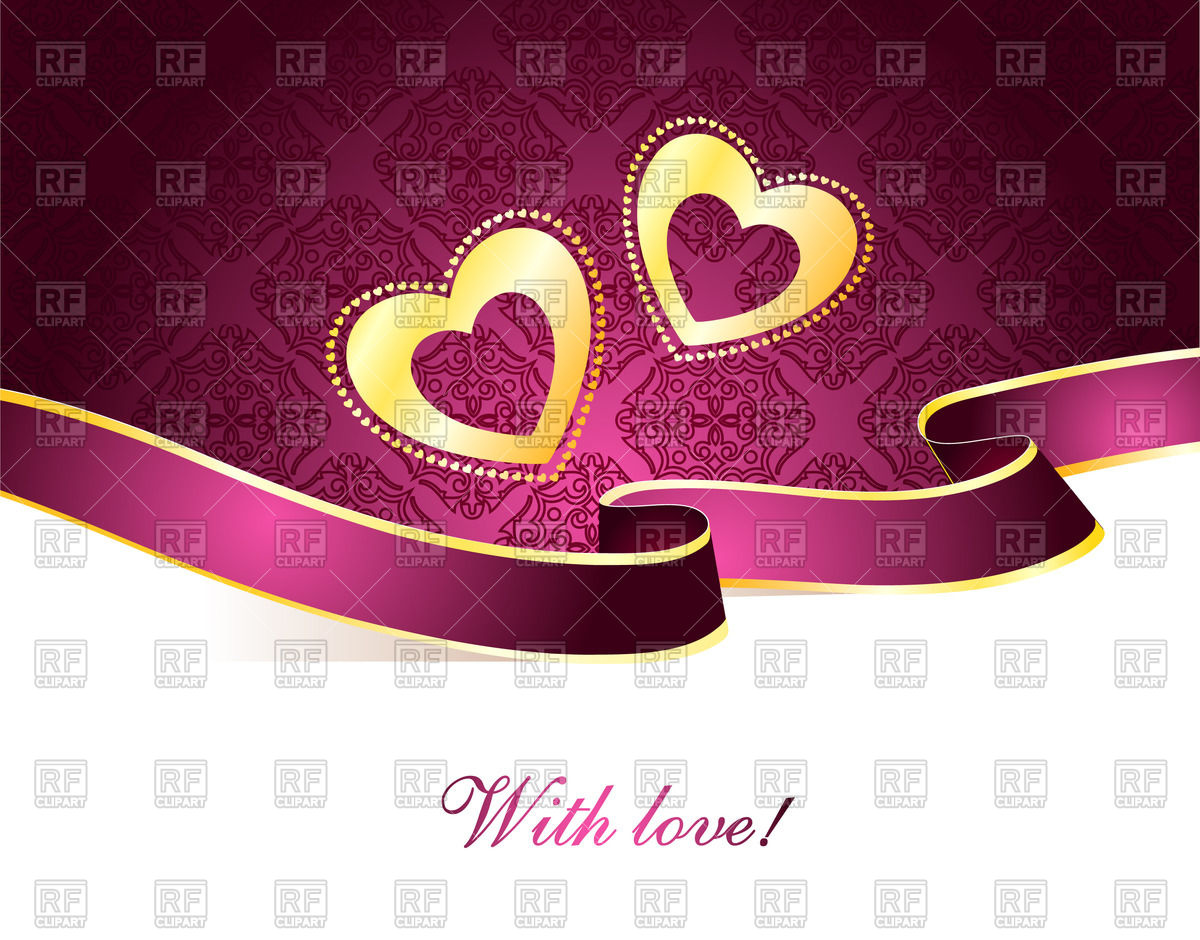 Violet Luxurious St  Valentine S Day Greeting Card   Two Hearts