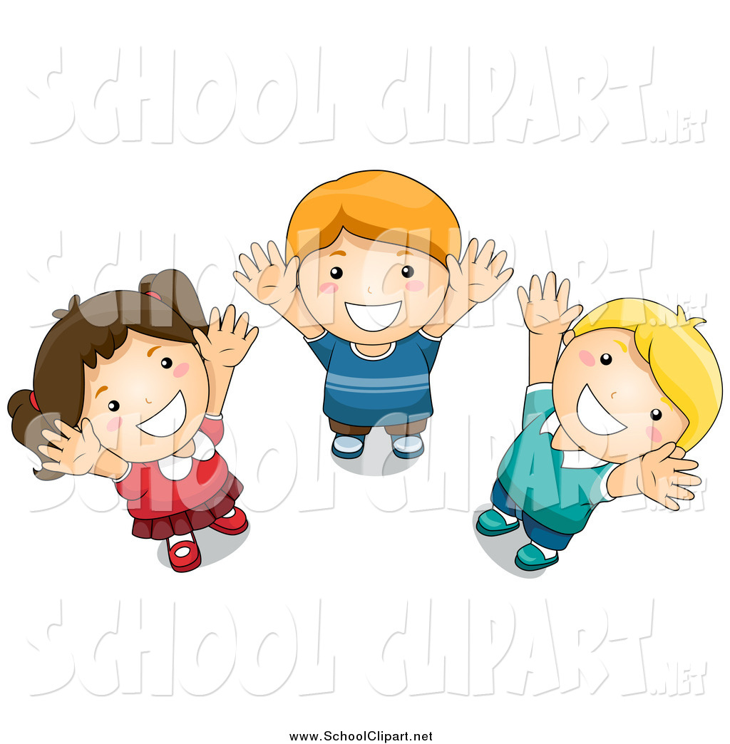 Clip Art Of School Kids Looking Up And Reaching By Bnp Design Studio