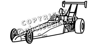 Clip Art  Racing Car  Drag Racer B W   Preview 1