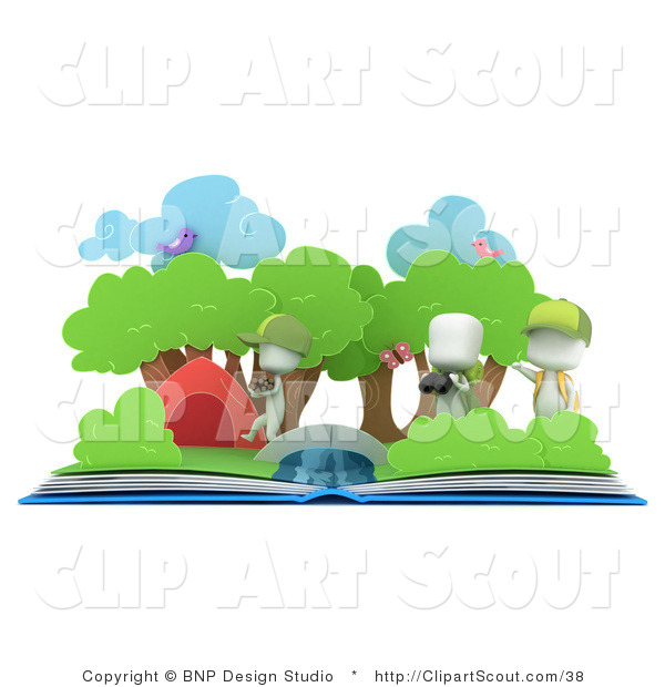 Clipart Of 3d White Kids And A Pop Up Book By Bnp Design Studio    38