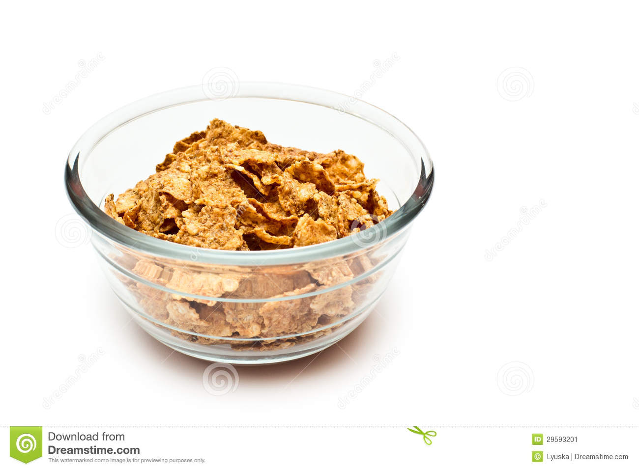 Healthy Diet Breakfast Cereals From The Grain In Clear Glass Bowl