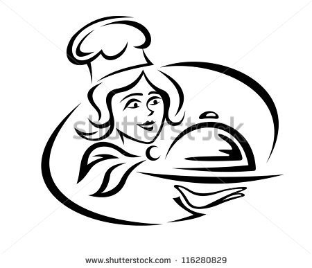 Young Waiter With Food Tray For Catering Design Such A Logo Template