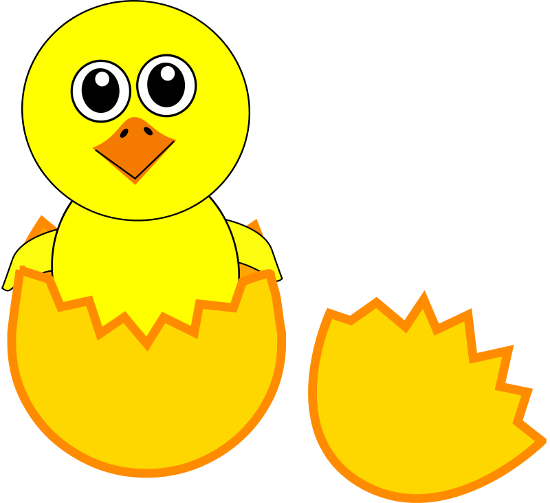 Free Clipart  Funny Chick Cartoon Newborn Coming Out From The Egg