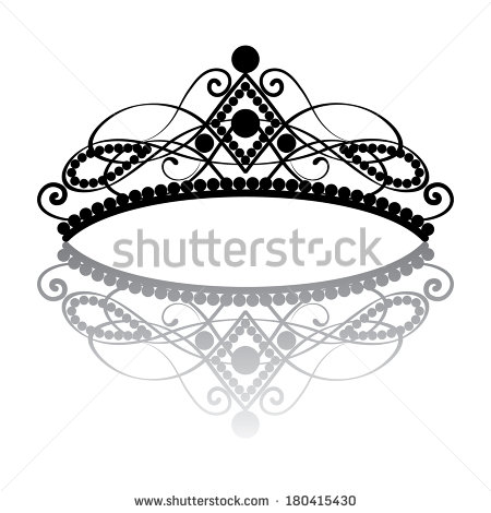 Feminine Tiara With Reflection  In Black Colour Isolated On White