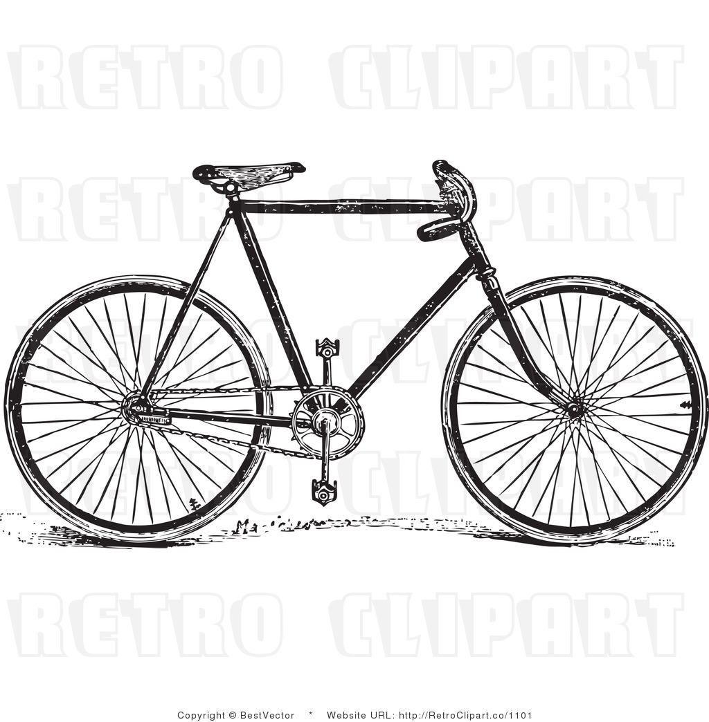 Royalty Free Black And White Retro Vector Clip Art Of A Bike By    
