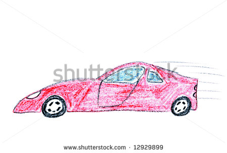 Smashed Car Drawing Child Drawing Of Red Speeding