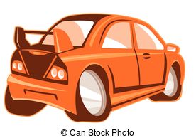 Sports Car Cartoon Rear   Vector Illustration Of A Cartoon