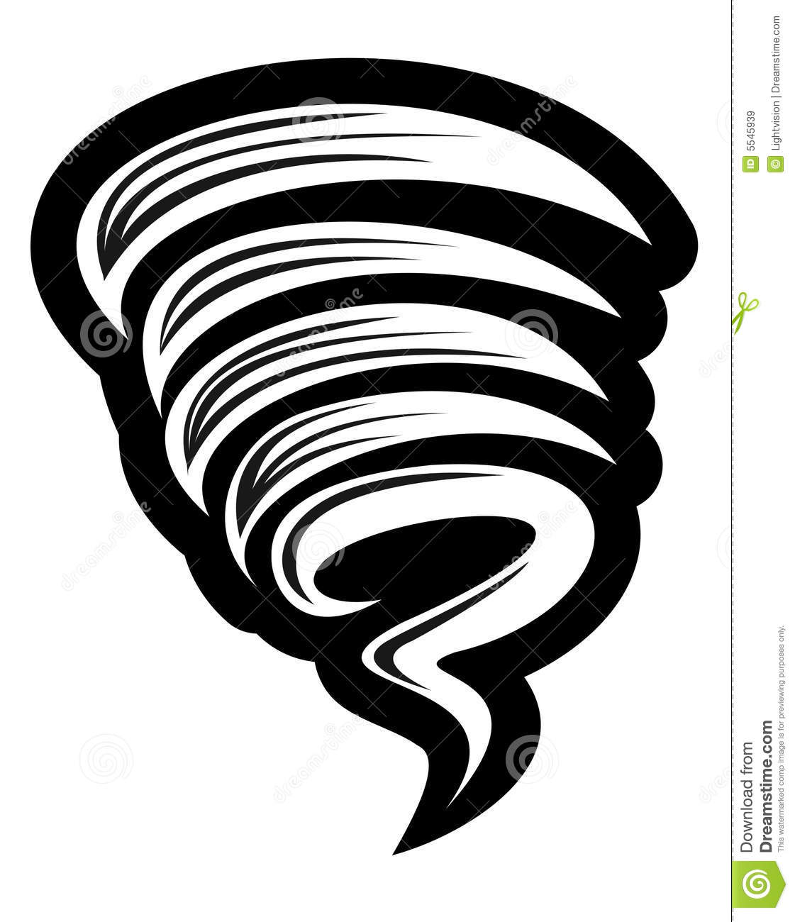 Illustration Of A Tornado In Black And White Isolated On A White