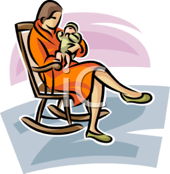 Royalty Free Clipart Image  New Mother Rocking Her Baby