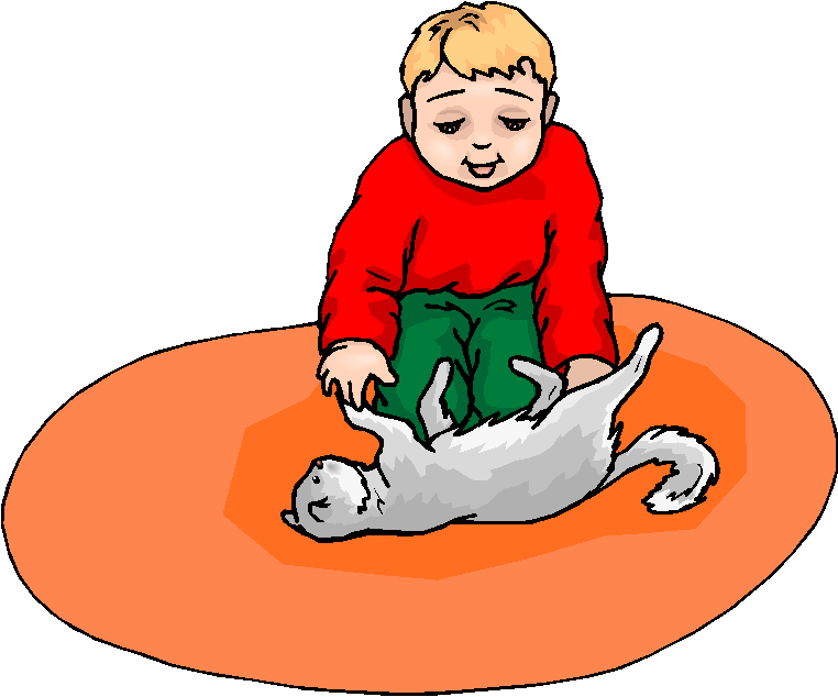 Boy Play With Cat Free Clipart