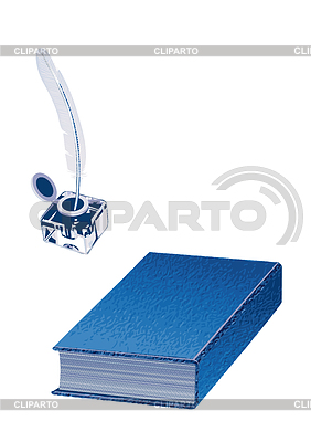 Inkwell Pen And A Book Isolated On The White Background     Arkela
