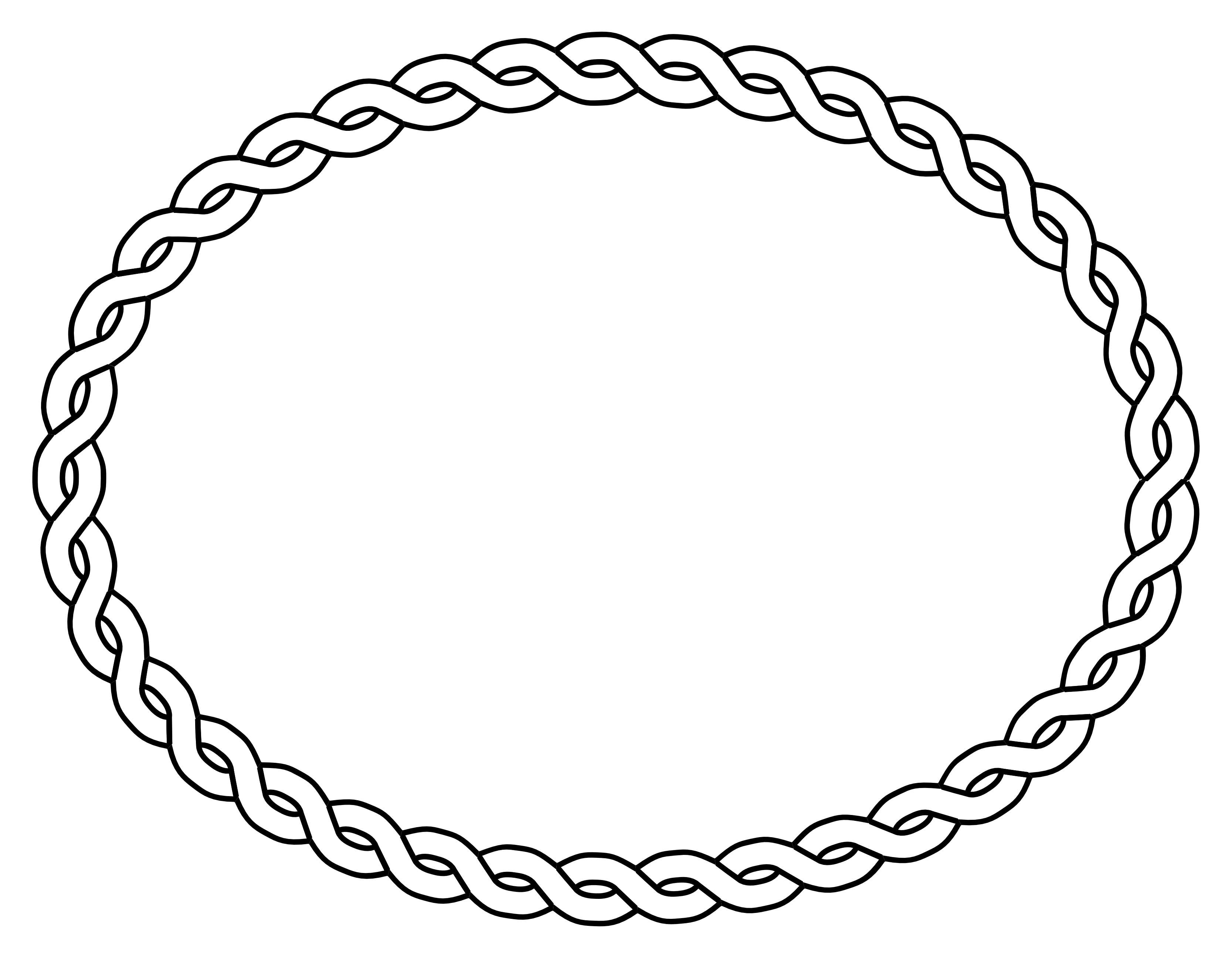 Oval Frame Clipart Black And White Rope Border Oval Black White Line