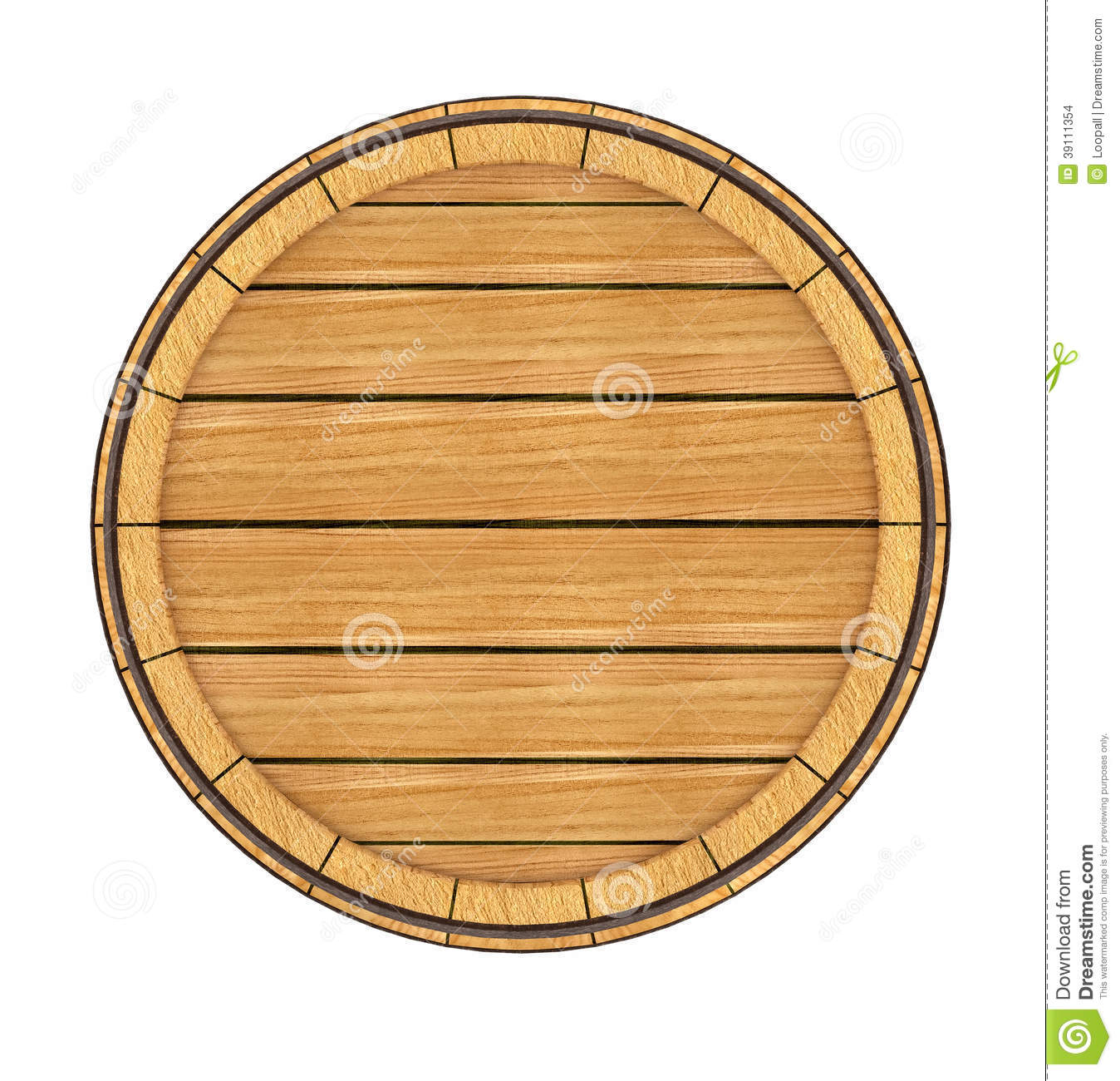 Wooden Barrel Top View  3d Rendered Illustration  On White Background