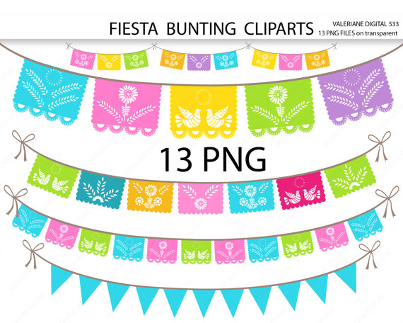 Fiesta Digital Bunting Clipart Mexican Clip Art Clipart For
