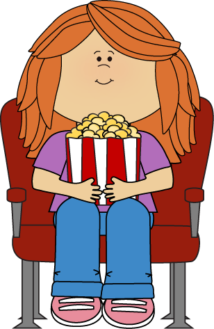 Girl Watching Movie With Popcorn Clip Art   Girl Watching Movie With