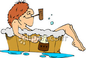 Hillbilly Taking A Bath   Royalty Free Clipart Picture