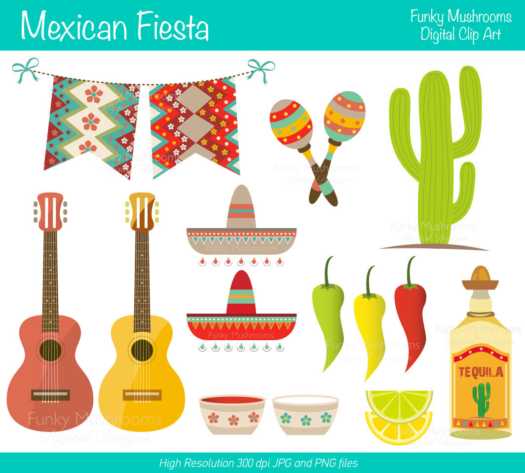 Mexican Fiesta Decorations Clipart Digital Clipart   Mexican