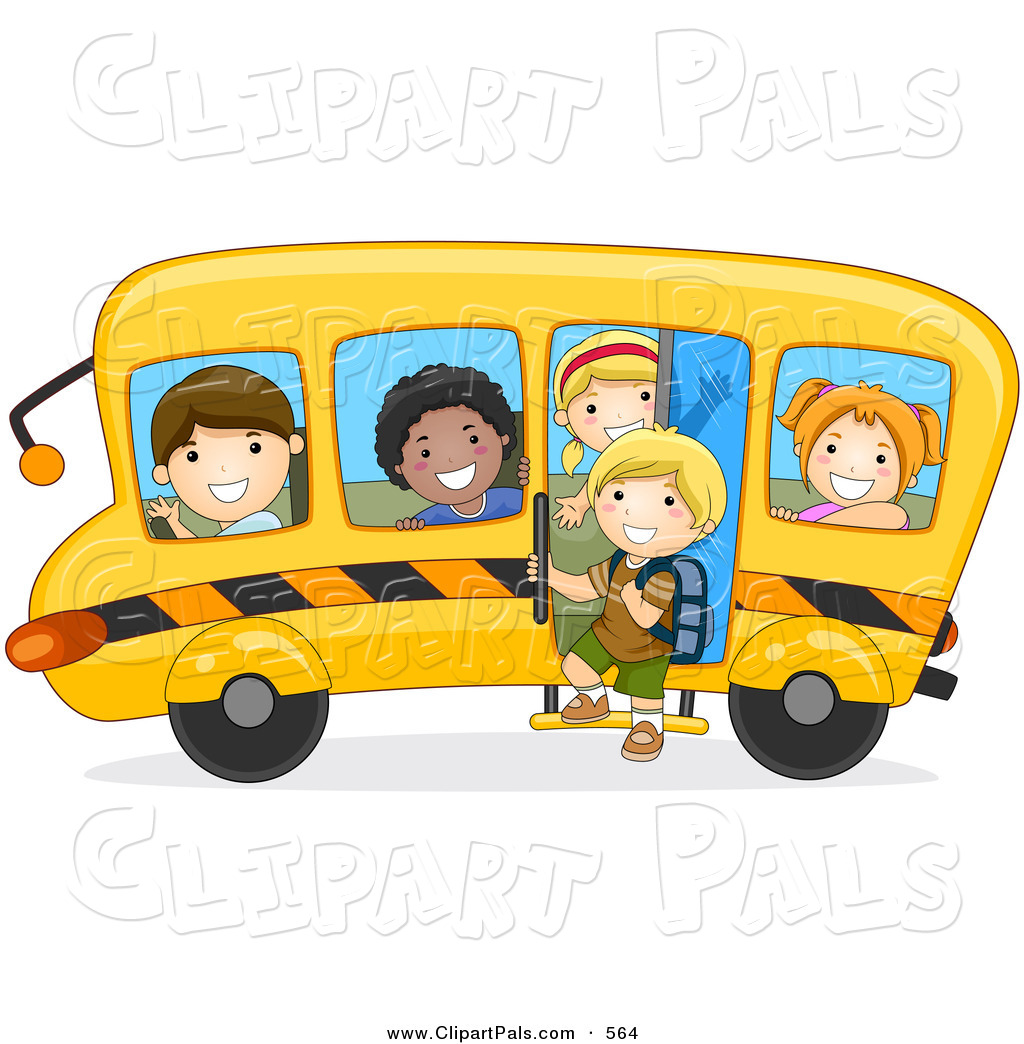 Of Diverse School Kids On A Bus Driving To The Left Diverse School