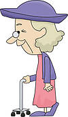 Old Lady With Walking Stick   Royalty Free Clip Art