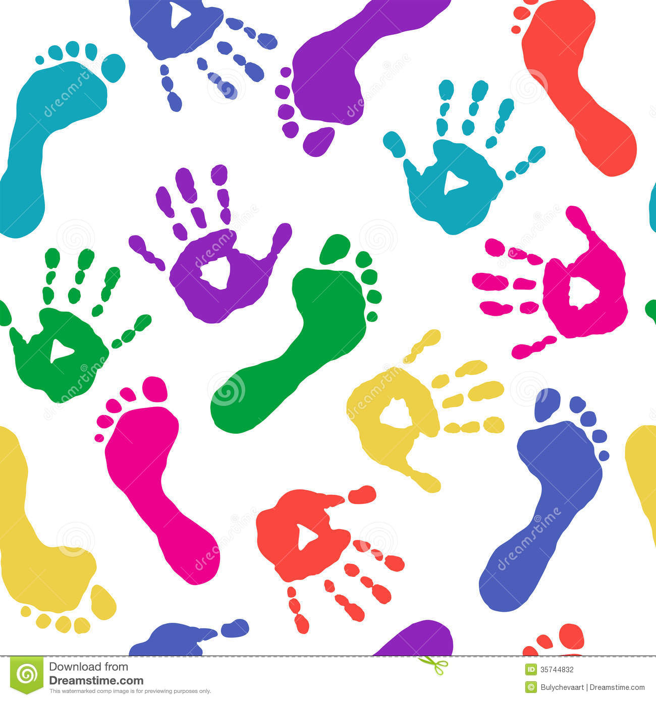 Paints Prints Of Hands And Feet Stock Photography   Image  35744832