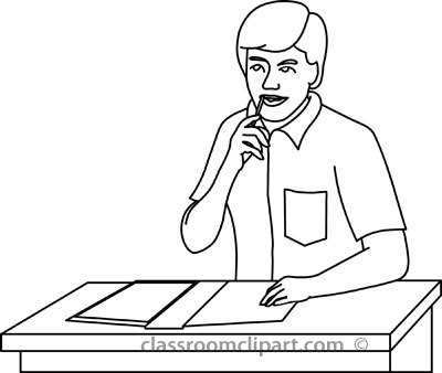 School   High School Student With Notebook Outline   Classroom Clipart
