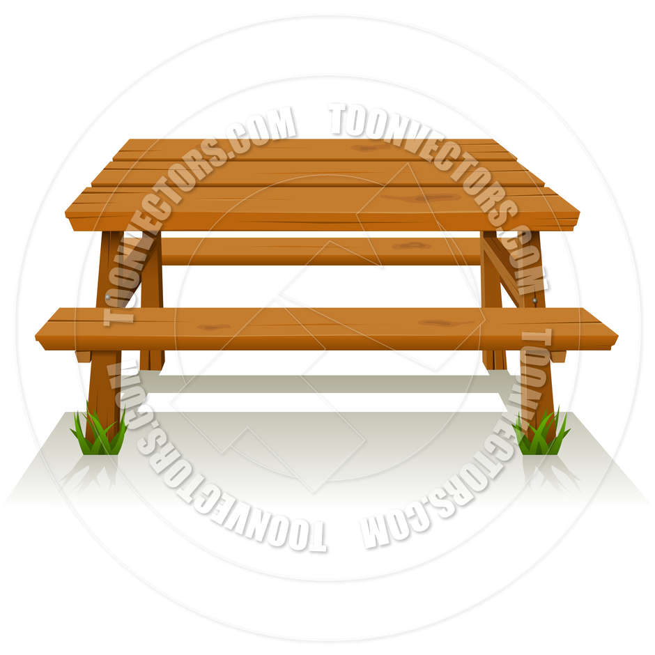 Wooden Picnic Table By Benchart   Toon Vectors Eps  15025