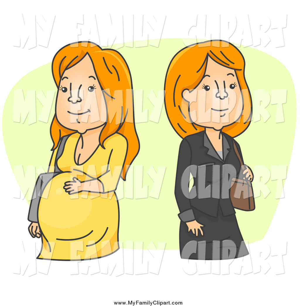 Clip Art Of A Pregnant Family Woman Standing By A Career Woman
