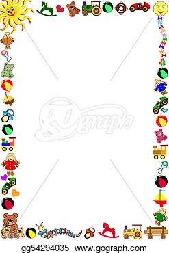 Colorful Border Out Of Many Little Baby Toys  Eps Clipart Gg54294035