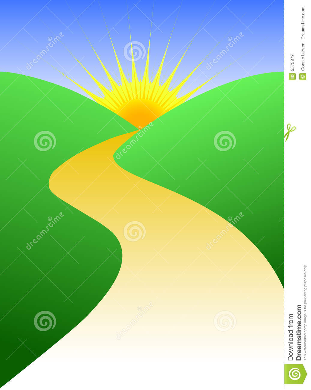 Stylized Illustration Of A Winding Golden Path Leading To A Horizon