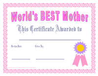 Best Mother Award   Mother S Day Free Printable Certificate