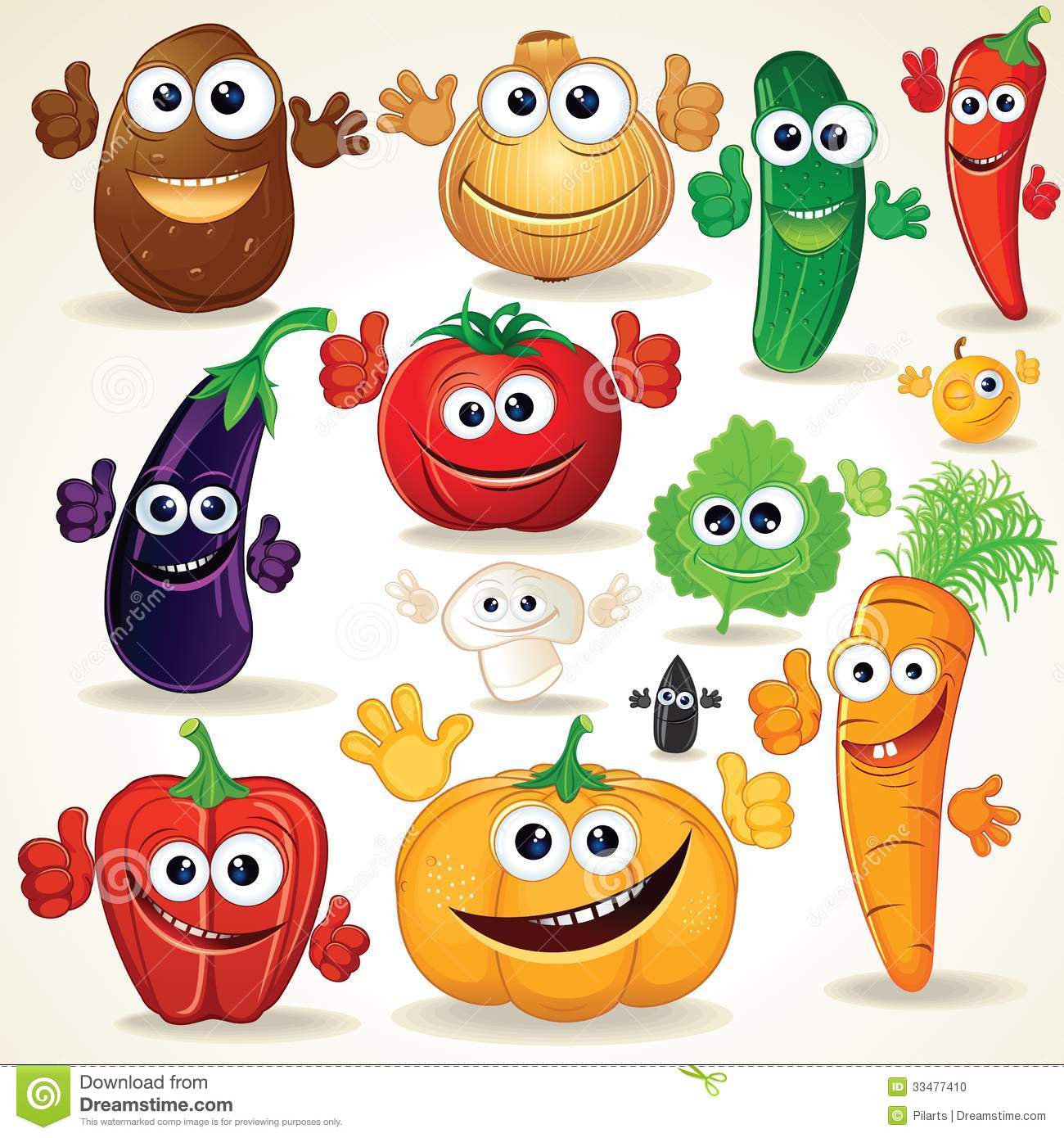 Funny Cartoon Vegetables Clip Art Stock Photo   Image  33477410