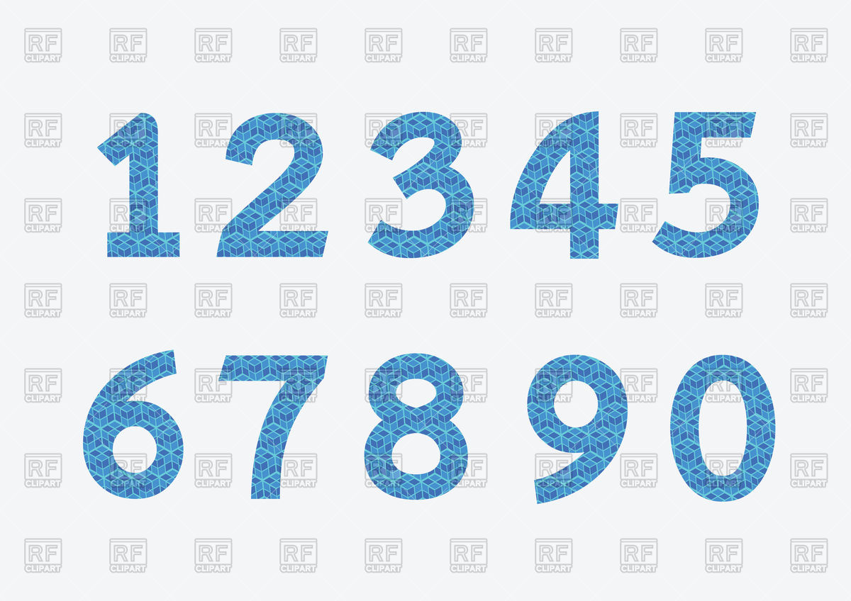 Numbers Set In Blue Color 89409 Download Royalty Free Vector Clipart