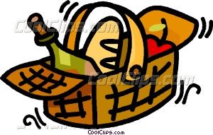 Picnic Basket With Food In It Vector Clip Art