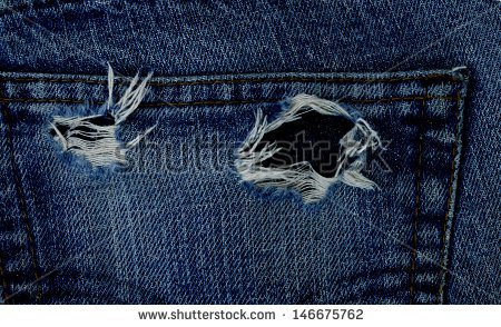 Torn Jeans At Pocket   Stock Photo