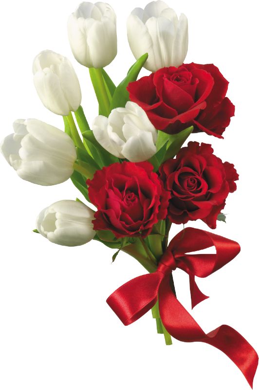 White Tulips And Red Roses Flower Bouquet Png Clipart   Dream Wedding