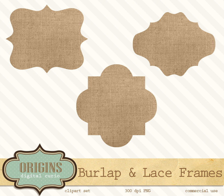 Burlap And Lace Frames Clipart   Objects On Creative Market