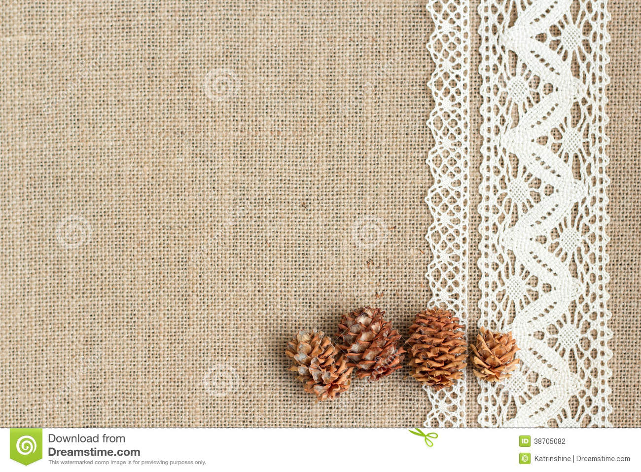 Burlap Background With Lace Stock Photography   Image  38705082