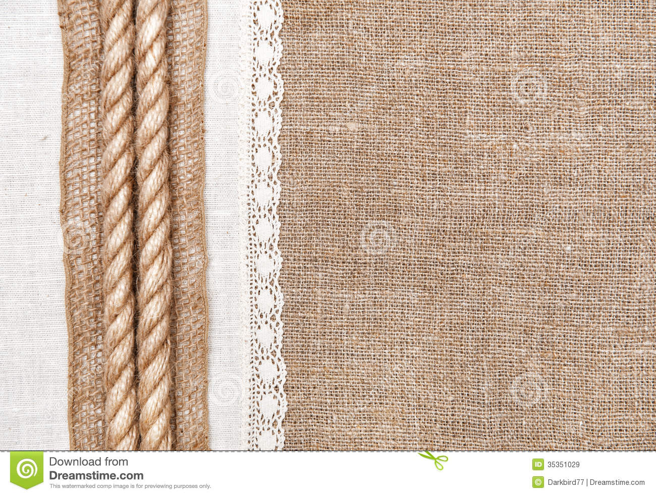 Burlap Background With Linen Cloth And Rope Royalty Free Stock Images