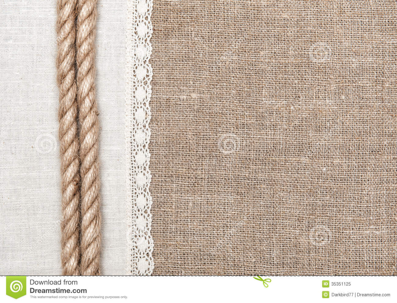 Burlap Background With Linen Cloth And Rope Royalty Free Stock Photo