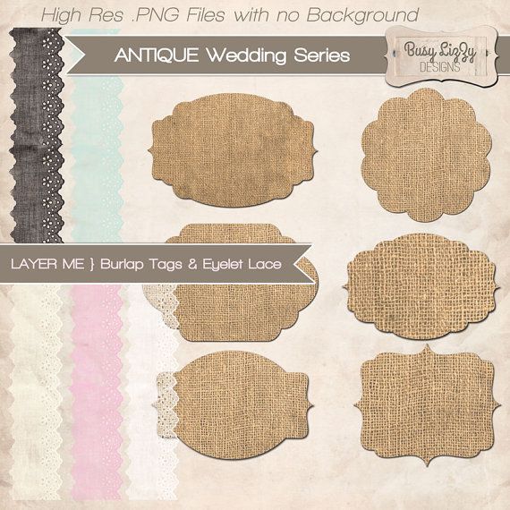 Burlap   Eyelet Vintage Lace Tags  Png Clipart By Busylizzydesigns  3