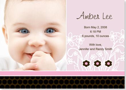 Cards On Baby Thank You Cards Brown Dots Baby Girl Birth Announcement