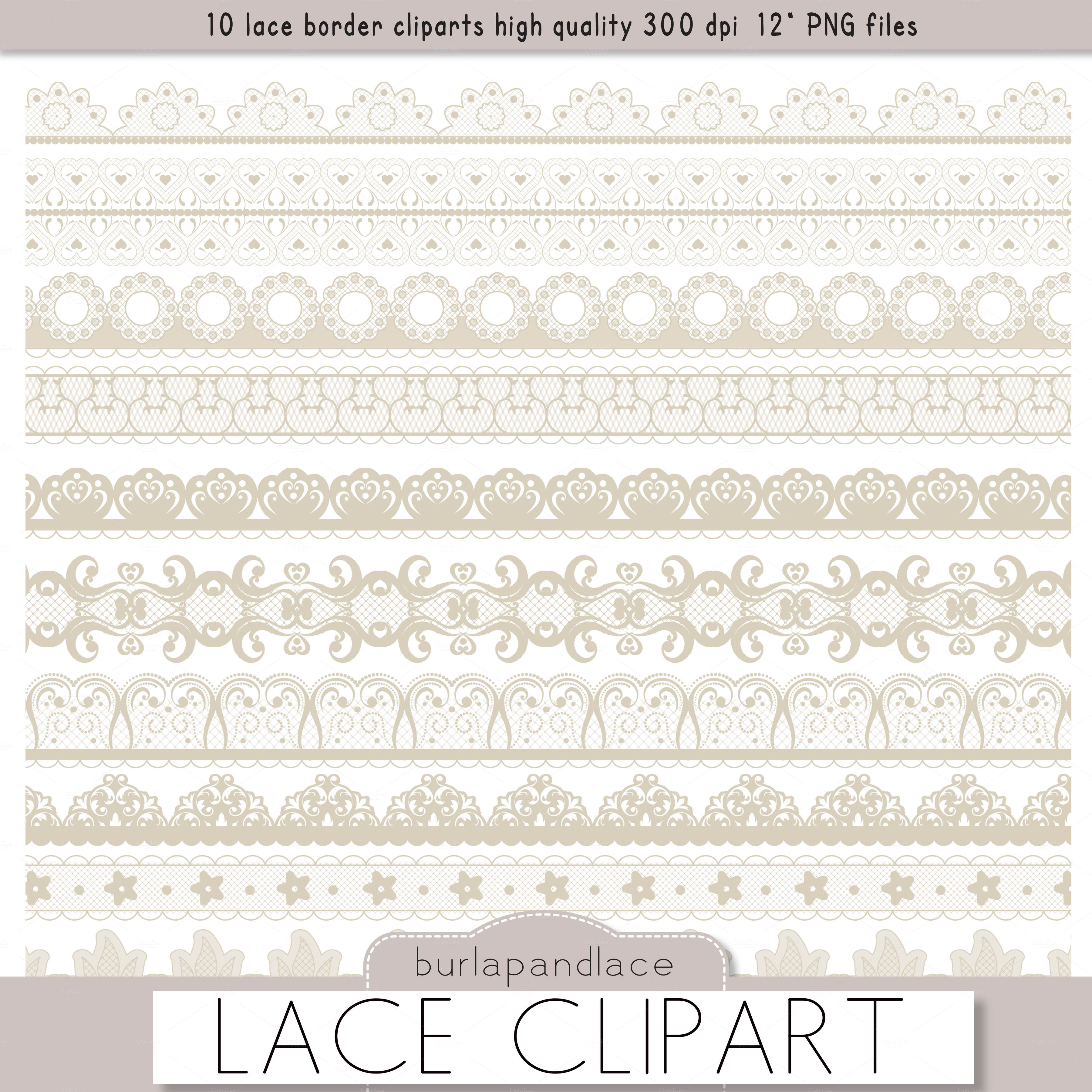 Clipart Beige Lace Borders   Illustrations On Creative Market