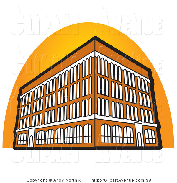 Avenue Vector Clipart Of A Tall Orange Commercial Building With Four