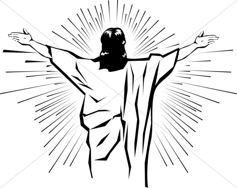 Black And White Jesus From Behind   Jesus Clipart