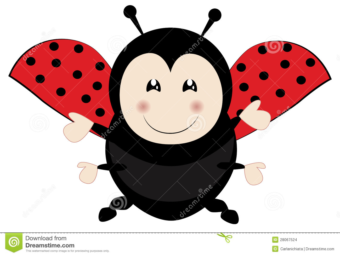 Cute Ladybug Flying With Wide Open Arms