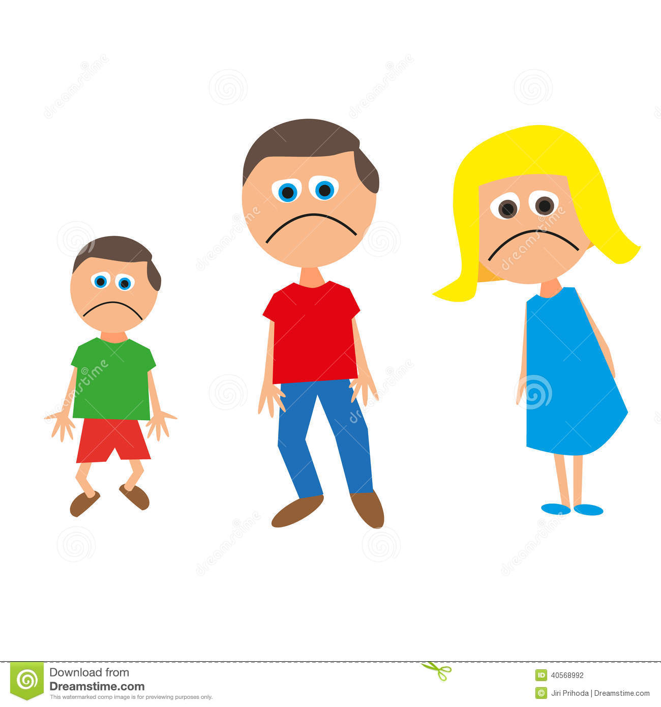 Family Of Three Sad Stock Vector   Image  40568992