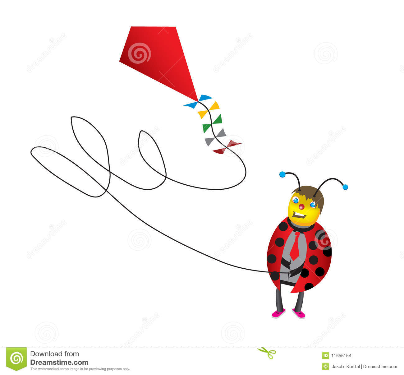 Funny Ladybug Cartoon With Kite Stock Images   Image  11655154