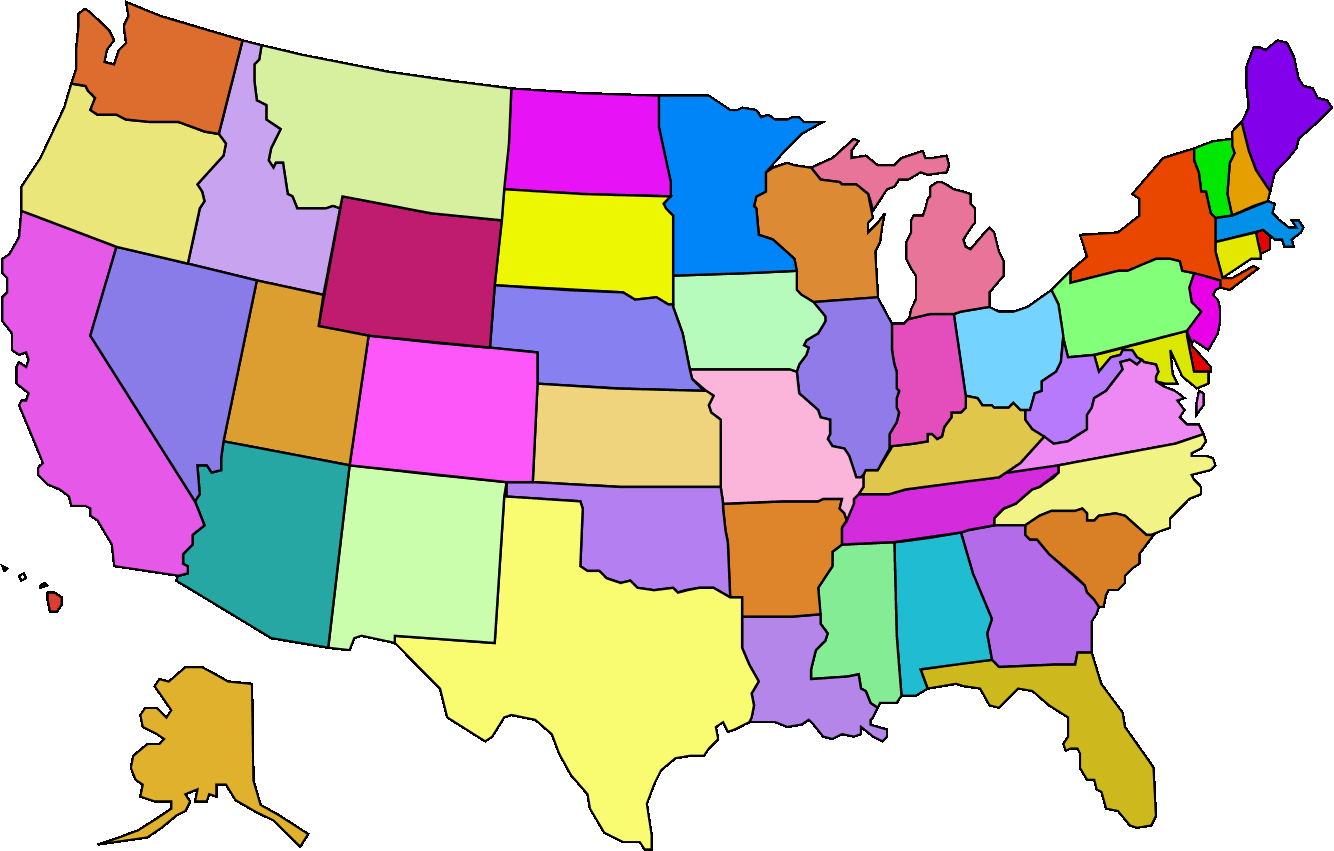 Maps U United States Usa With States Usa States Colored Blank Png Html