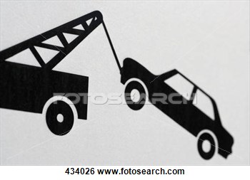 Stock Photo   Information Sign Showing Car Being Towed  Fotosearch